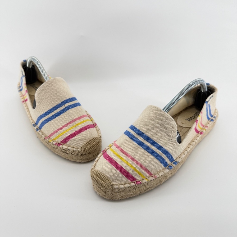 Soludos Womens Multi Color Striped Canvas Smoking Slipper Espadrille Flats Sz 8